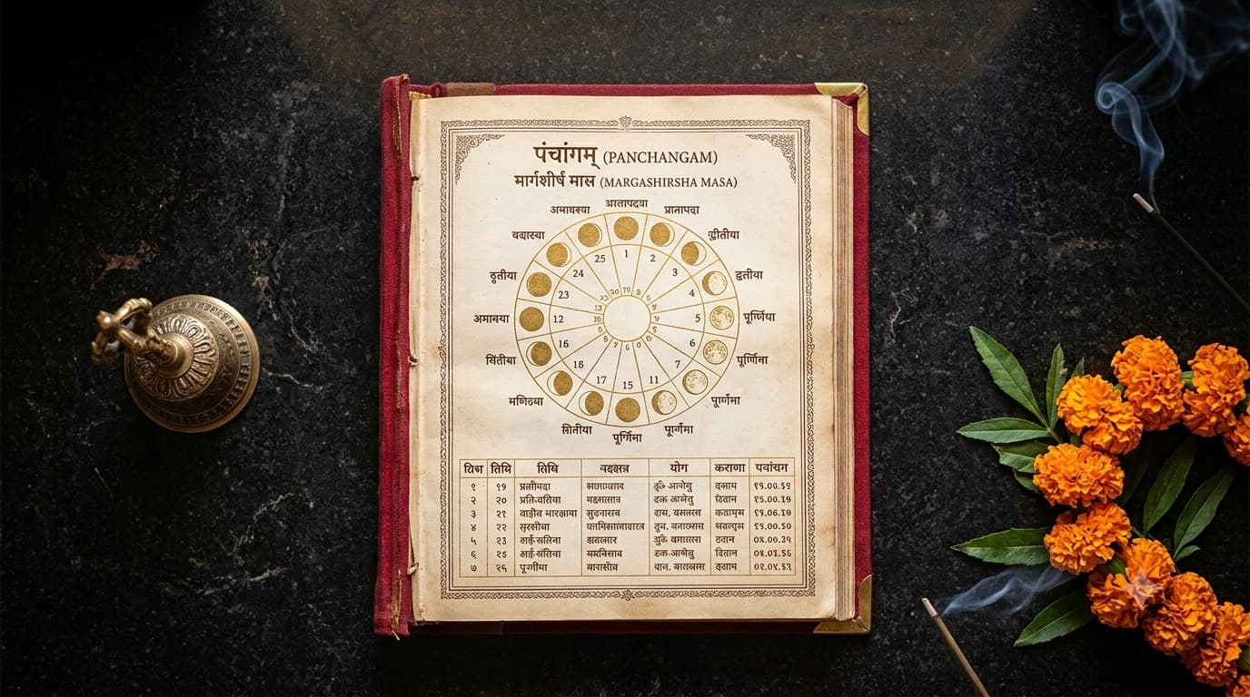 A traditional Panchangam almanac book